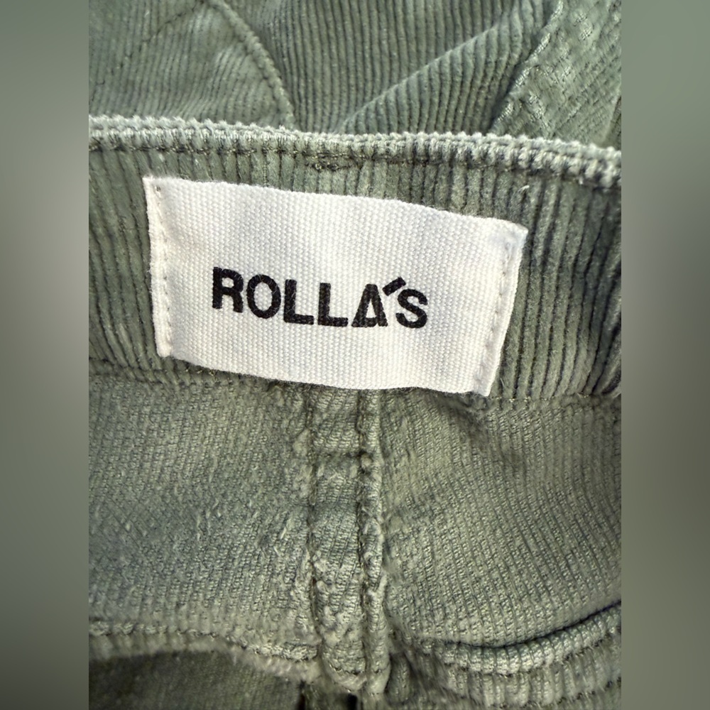 Rolla’s Eastcoast Flare Corduroy Pants 26 High Rise 70s Retro Olive Green - Picture 3 of 8